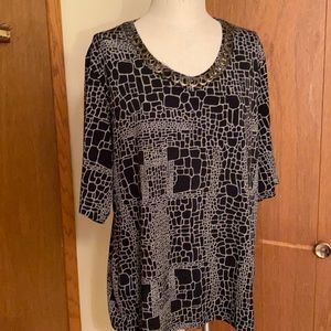 Black and gold blouse size XL.